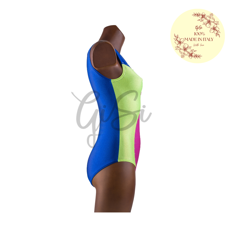 PIXIE - Body in Lycra e Lurex per Ginnastica Artistica - Taglie dalla 38 alla L - 100% Made in Italy
