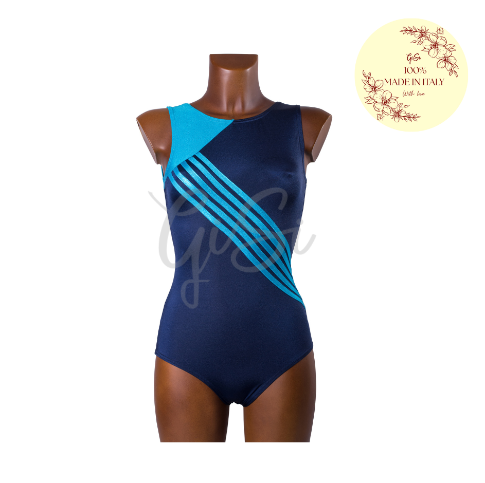 STRIPES - Body in Lycra e Lurex per Ginnastica Artistica - Taglie dalla 38 alla L - 100% Made in Italy