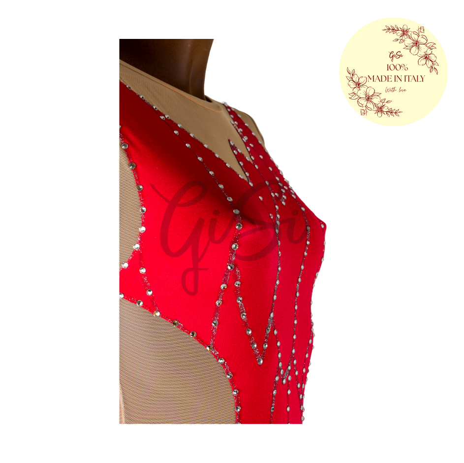 LUCIA - body con gonnellino in licra e rete 100% Made In Italy