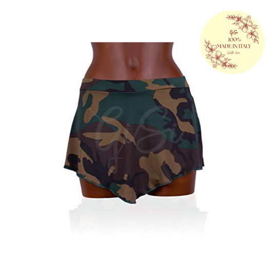 CAMOUFLAGE - Gonnellino in Licra Fantasia per Pattinaggio - 100% Made in Italy