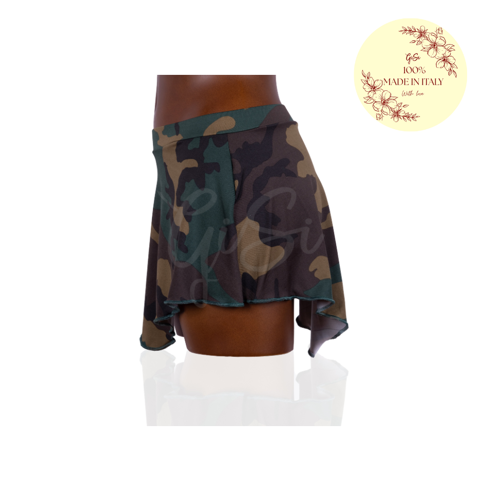 CAMOUFLAGE - Gonnellino in Licra Fantasia per Pattinaggio - 100% Made in Italy