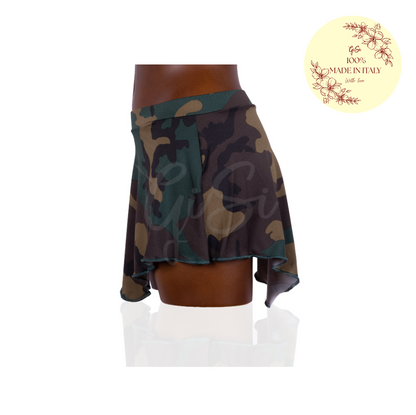 CAMOUFLAGE - Gonnellino in Licra Fantasia per Pattinaggio - 100% Made in Italy