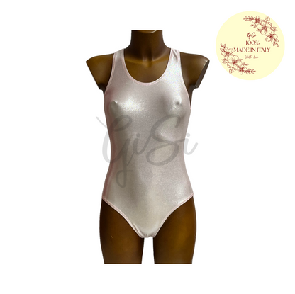 HONEY ROSA PERLATO - Body con scollo americano in Lurex 100% Made In Italy