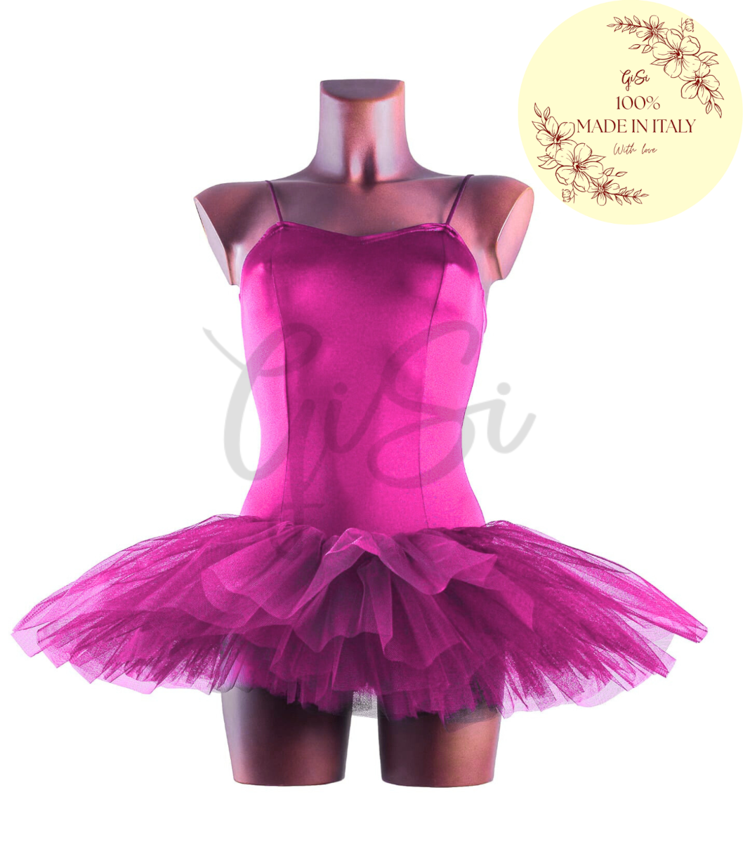 DAFNE - tutù in licra e tulle rigido 100% Made In Italy