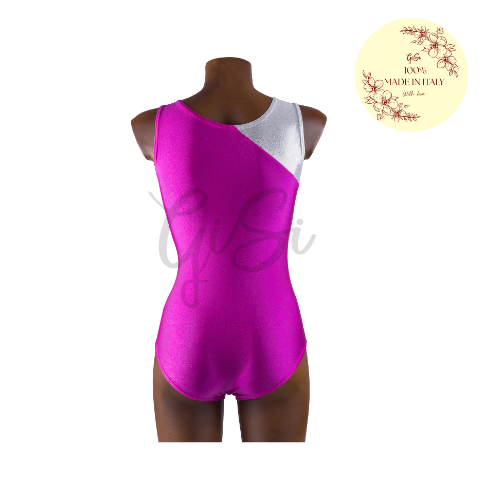 SILVER STRIPES - Body in Lycra e Lurex per Ginnastica Artistica - Taglie dalla 38 alla L - 100% Made in Italy