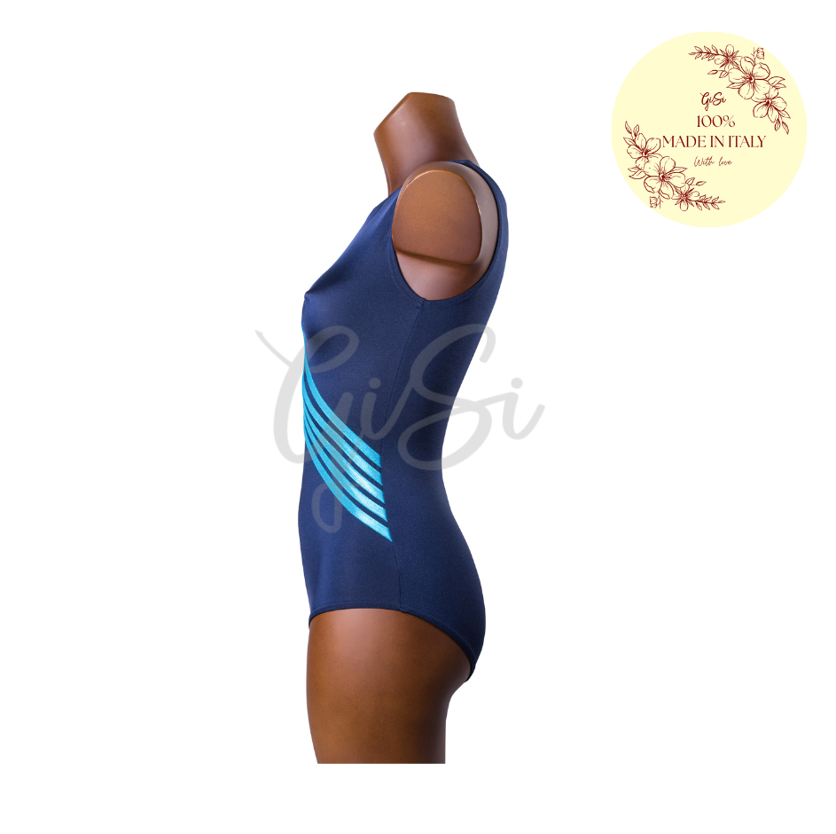 STRIPES - Body in Lycra e Lurex per Ginnastica Artistica - Taglie dalla 38 alla L - 100% Made in Italy