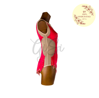 LUCIA - body con gonnellino in licra e rete 100% Made In Italy