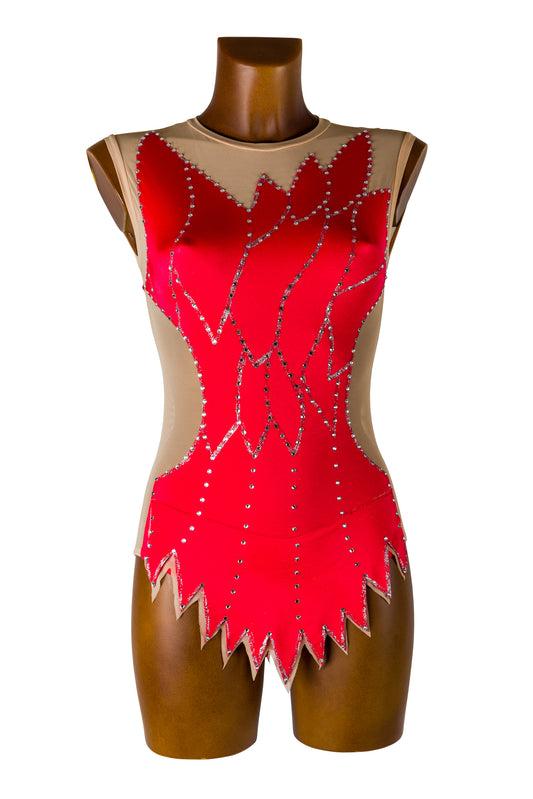 LUCIA - body con gonnellino in licra e rete 100% Made In Italy