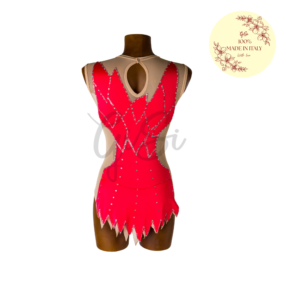 LUCIA - body con gonnellino in licra e rete 100% Made In Italy