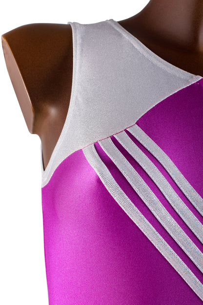 SILVER STRIPES - Body in Lycra e Lurex per Ginnastica Artistica - Taglie dalla 38 alla L - 100% Made in Italy